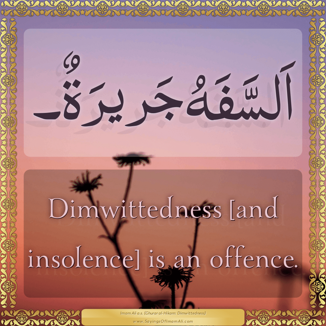 Dimwittedness [and insolence] is an offence.